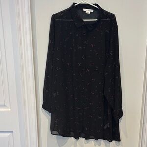 Black Floral Womens Shirt